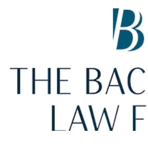 The Bachman Law Firm wordmark: a two-tone monogram 'B' above tall navy serif capitals, as composed as you'd hope your lawyer would be.