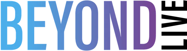 The BeyondLive logo: 'BEYOND' in a blue-to-purple gradient with 'LIVE' turned on its side — even the logotype works in more than one dimension.