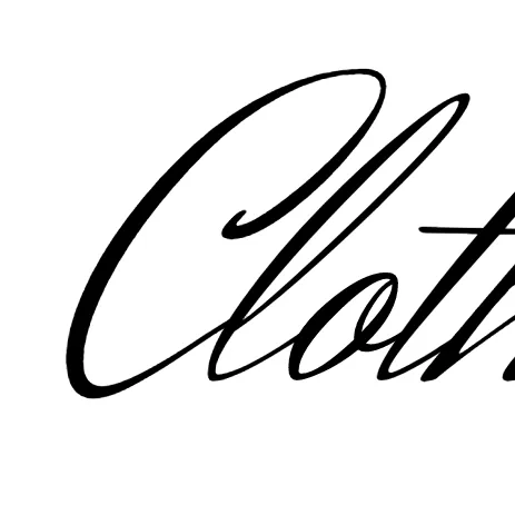 The Cloth & Curate wordmark in sweeping calligraphic script, cropped so close the flourishes run right off the frame.