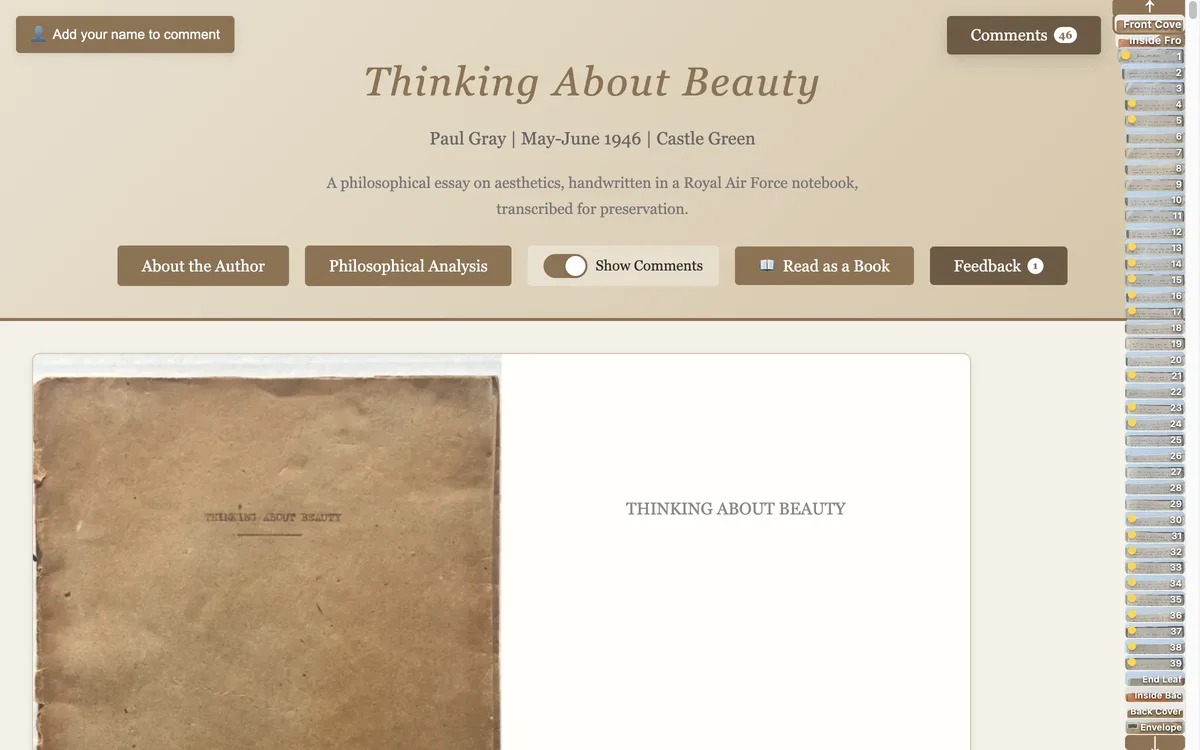 Screenshot of Thinking About Beauty