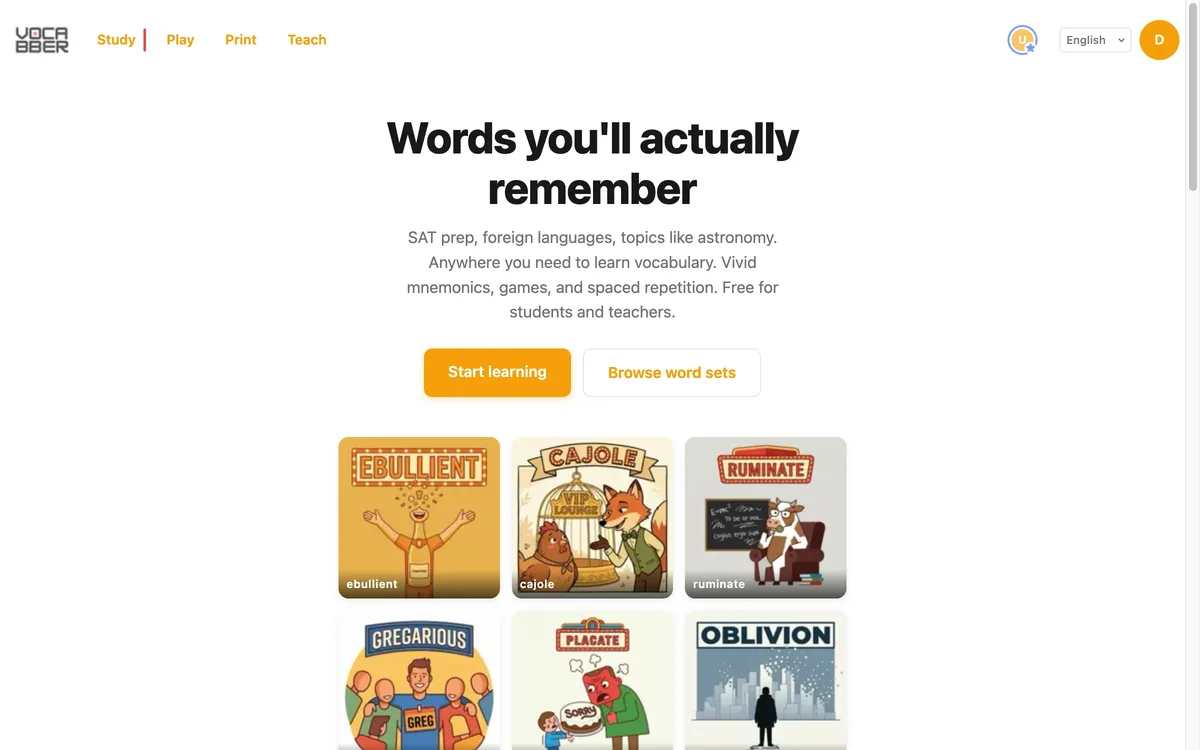 Screenshot of Vocabber